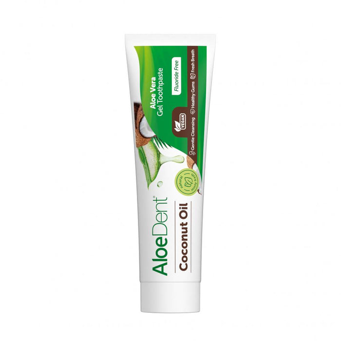 Aloe Dent Aloe Vera Gel Toothpaste Fluoride Free Coconut Oil 100ml