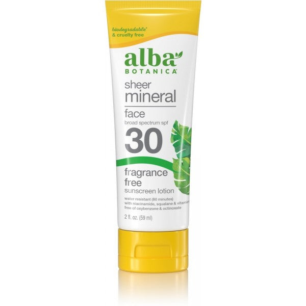 Alba Botanica Sheer Mineral Face SPF30 Fragrance Free Sunscreen Lotion 59ml