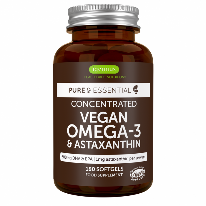 Igennus Pure & Essential Concentrated Vegan Omega-3 & Astaxanthin 180s