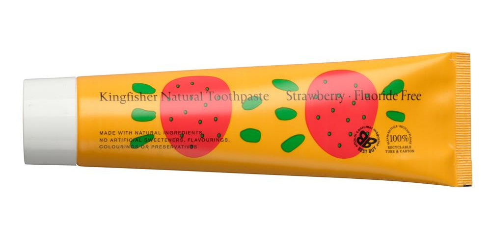 Kingfisher Natural Toothpaste Strawberry Fluoride Free 100ml (Orange)