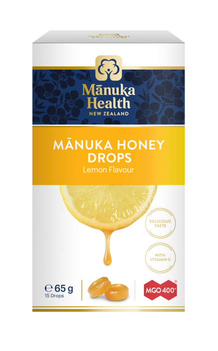 Manuka Health Products Manuka Honey Drops Lemon Flavour MGO 400+  65g 15's