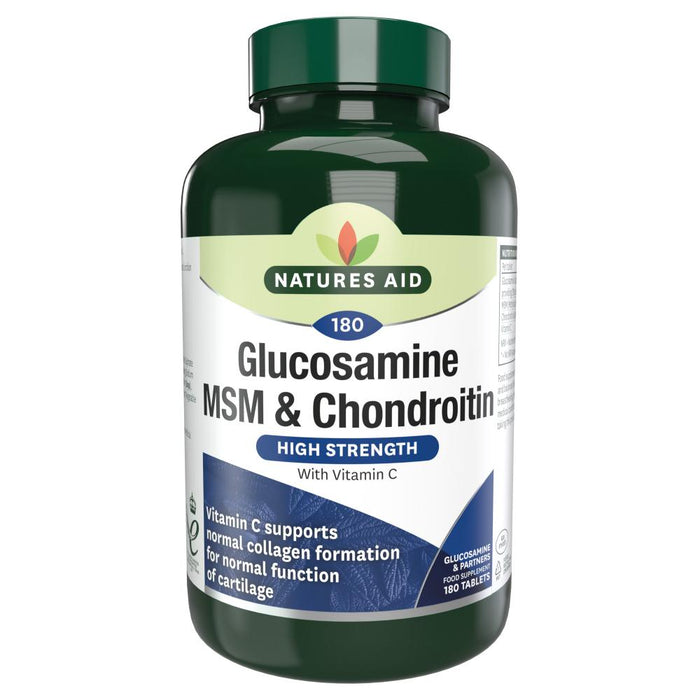 Natures Aid Glucosamine MSM & Chondroitin (High Strength) with Vitamin C 180's