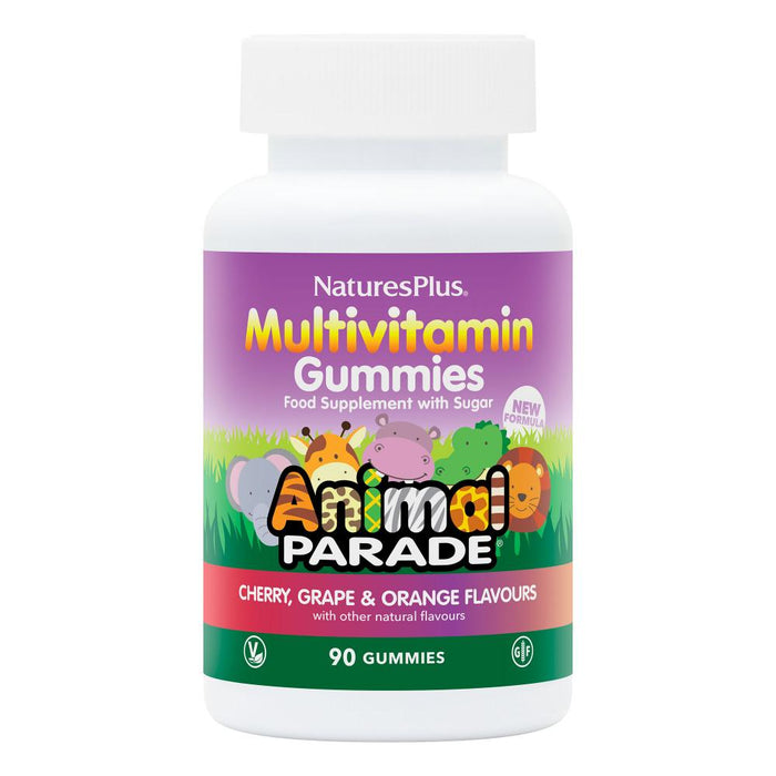 NaturesPlus Animal Parade Multivitamin Gummies Cherry, Grape & Orange Flavours 90s