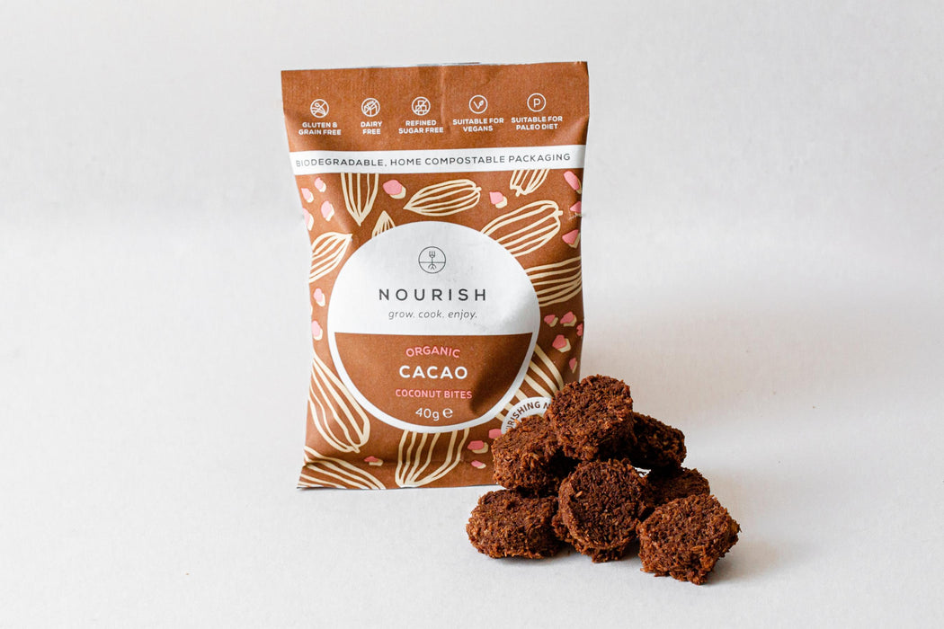 Nourish Organic Cacao Coconut Bites 10 x 40g CASE