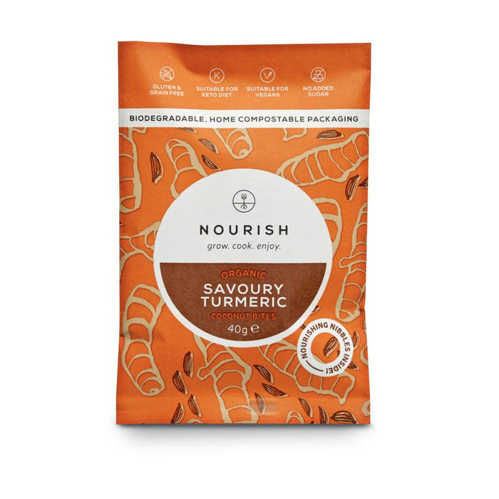 Nourish Organic Savoury Turmeric Coconut Bites 10 x 40g CASE