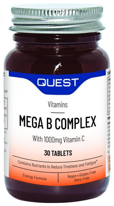 Quest Vitamins Mega B Complex with 1000mg Vitamin C 30s