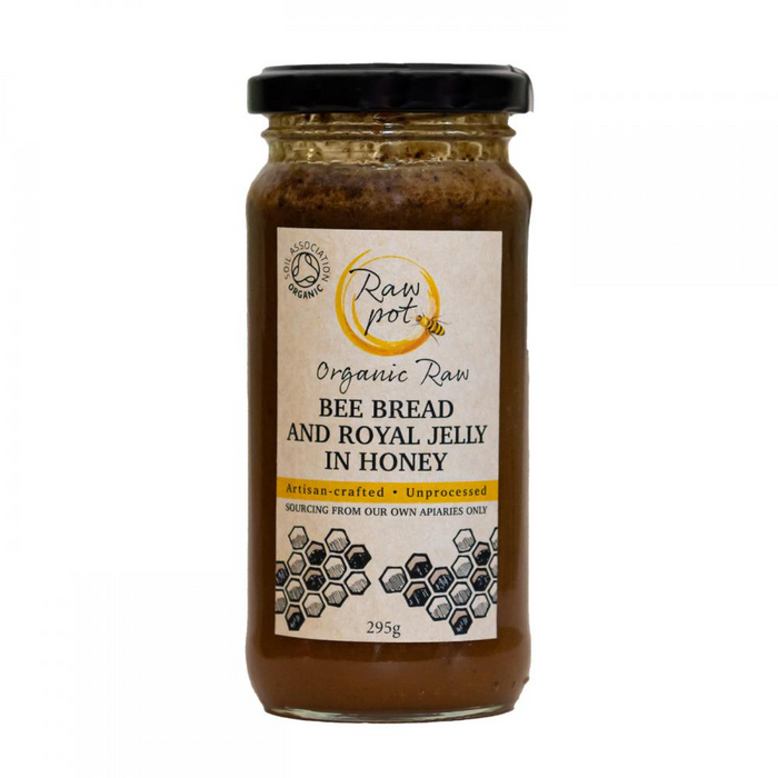 Raw Pot Organic Raw Bee Bread and Royal Jelly in Honey 295g