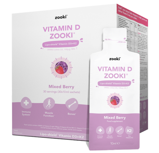 Zooki Vitamin D Zooki Mixed Berry 30x10ml Sachets CASE - Dennis the Chemist